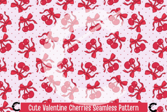 Download Cute Valentine Cherries Seamless Pattern - Seamless pattern Collection