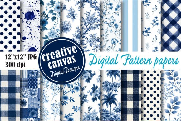 Download Blue Floral Seamless Pattern Bundle - Seamless pattern Collection