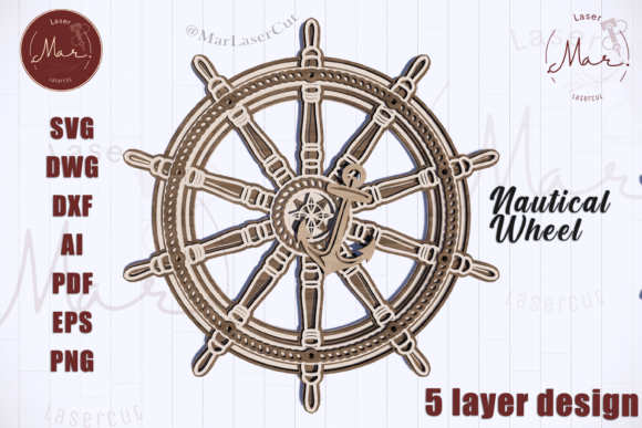 Download Nautical Ship Wheel 3D Multilayer SVG La - 3d multilayer Collection