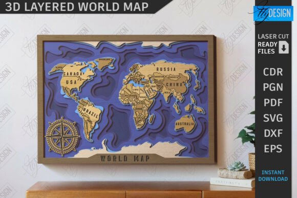 Download 3D Multilayer Wall World Map Laser Cut - 3d multilayer Collection