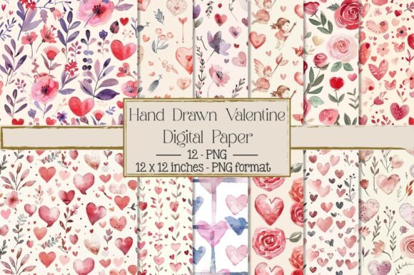 Download Hand Drawn Valentine Seamless Pattern - Seamless pattern Collection